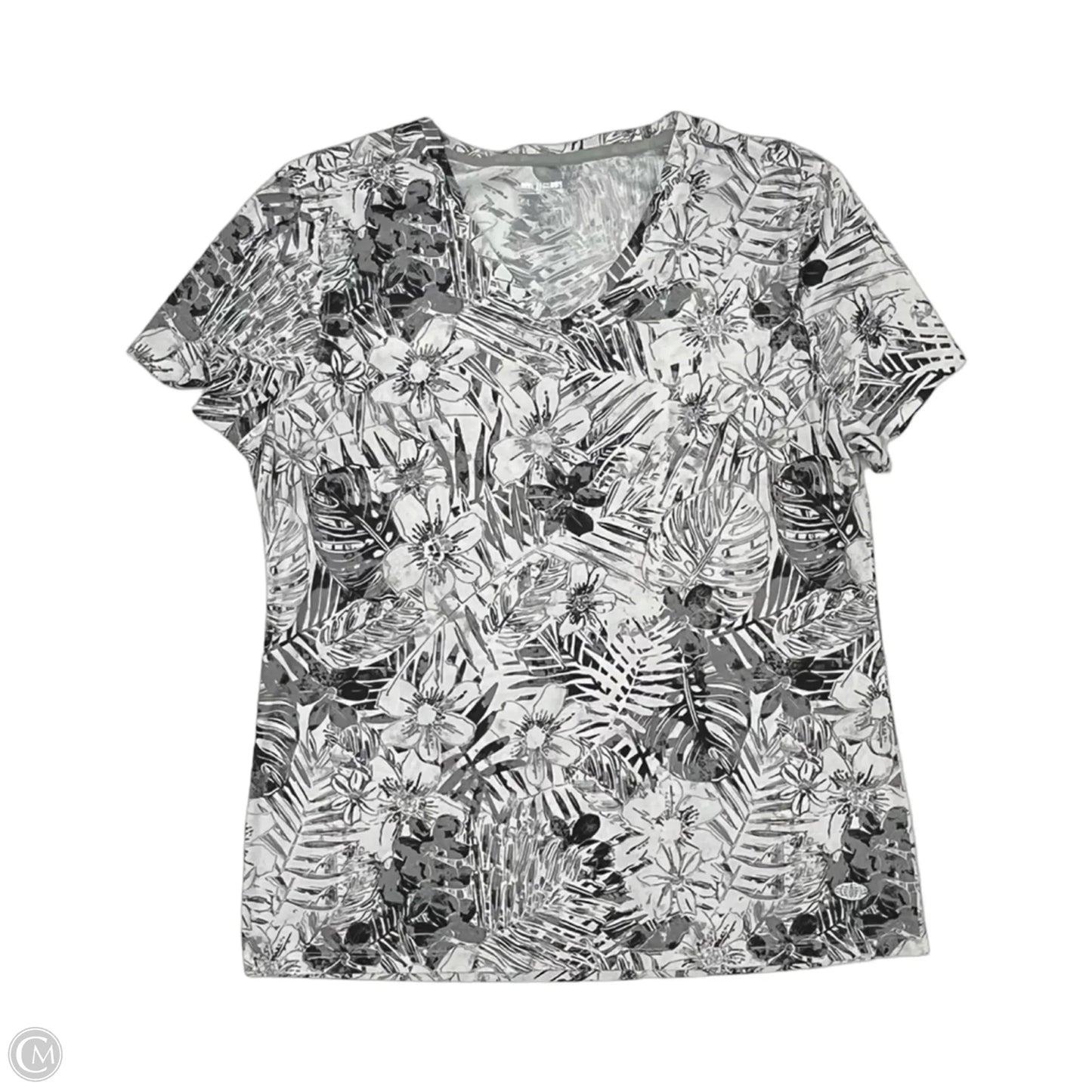 Athletic Top Short Sleeve By Reel Legends In Black & White, Size: L