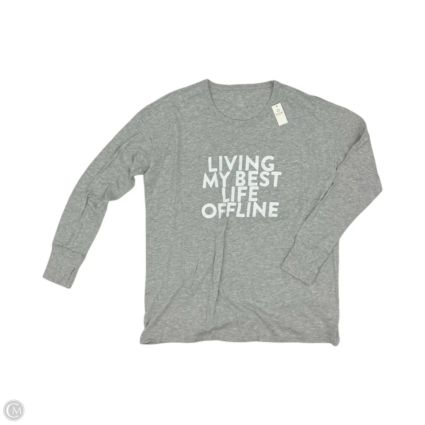 Top Long Sleeve By Aerie In Grey, Size: M