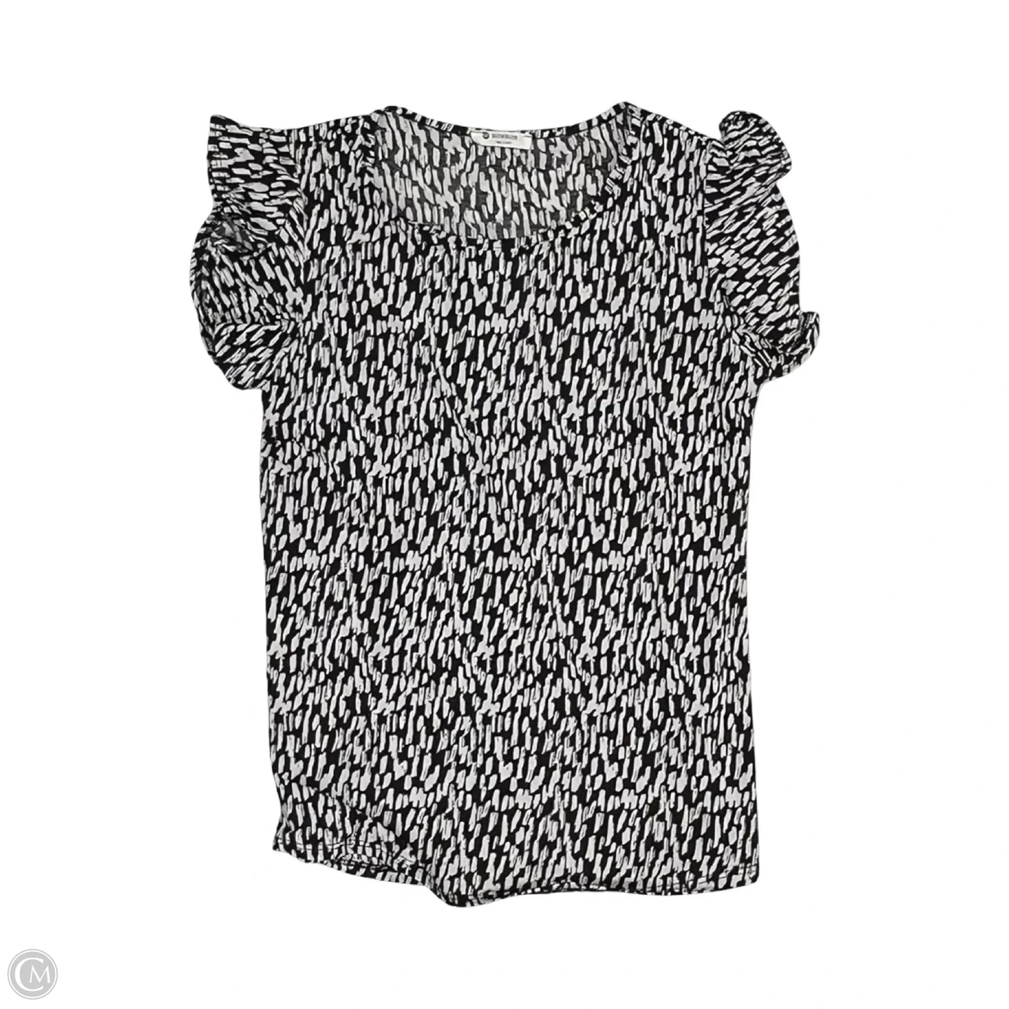 Blouse Short Sleeve By Bombom In Black & White, Size: S