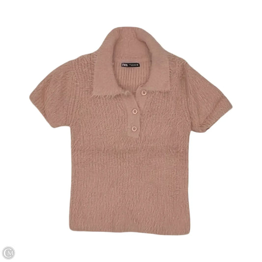 Sweater Short Sleeve By Zara In Pink, Size: S