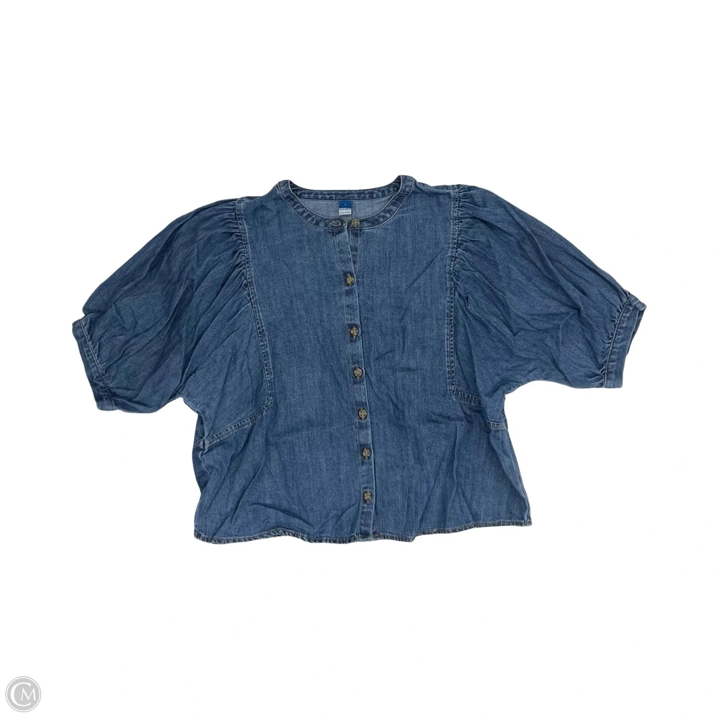 Blouse Short Sleeve By Old Navy In Blue Denim, Size: L
