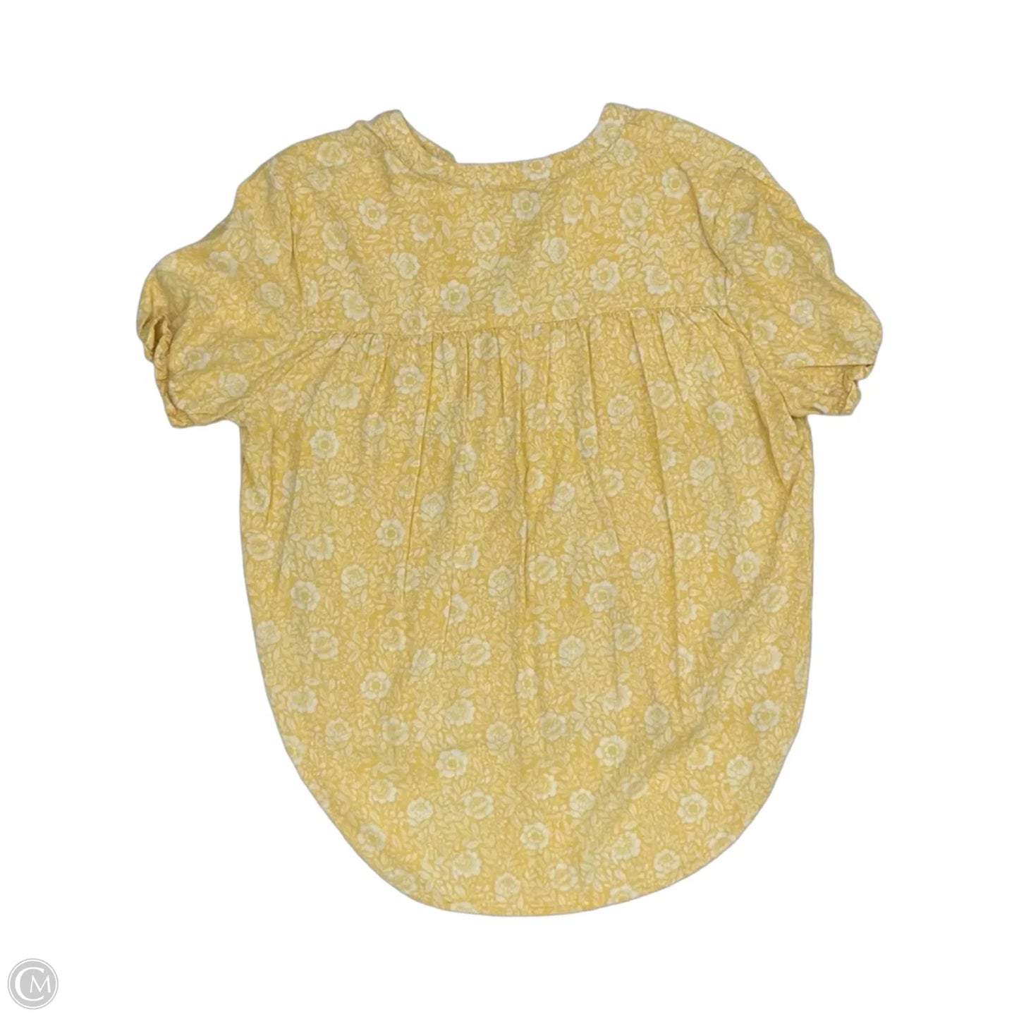 Blouse Short Sleeve By Falls Creek In White & Yellow, Size: L