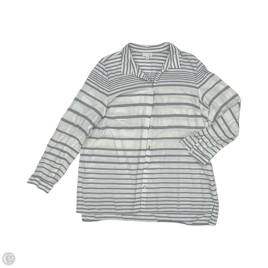 Top Long Sleeve By J. Jill In Blue & White, Size: L