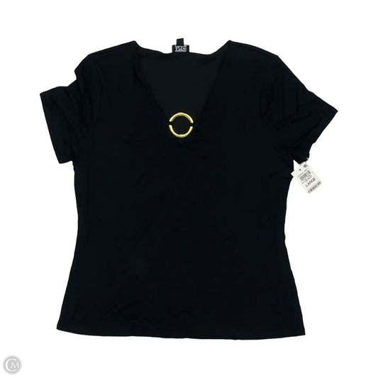 Blouse Short Sleeve By Inc In Black, Size: L