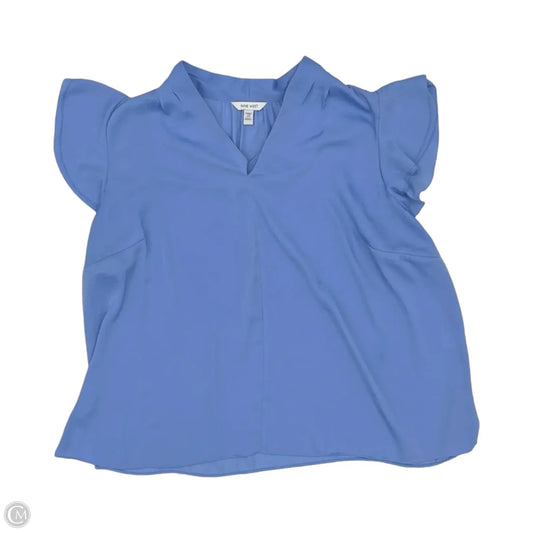 Blouse Short Sleeve By Nine West In Blue, Size: 2x