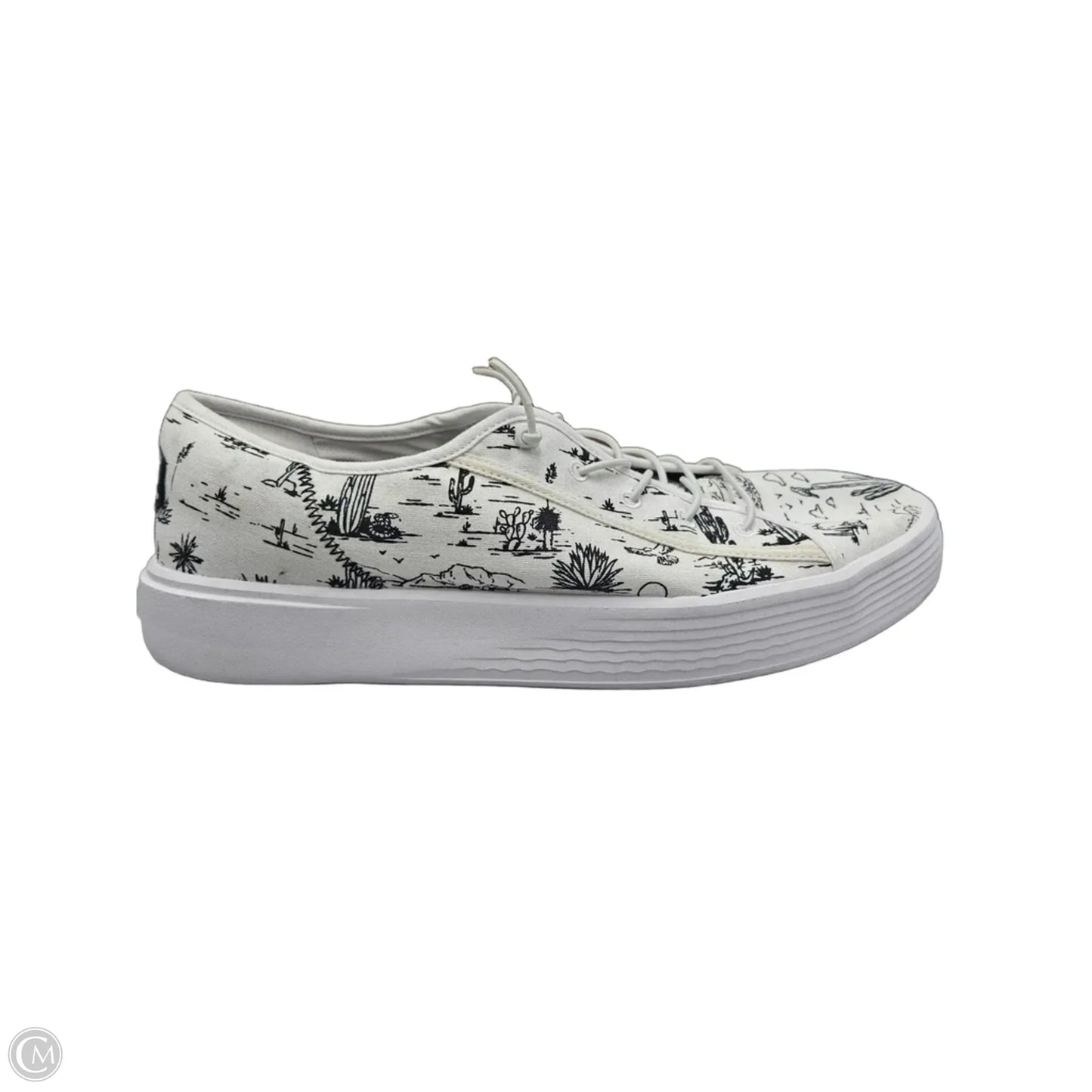 Shoes Sneakers By Hey Dude In Black & Cream, Size: 12.5