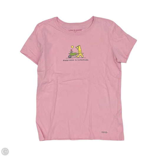Top Short Sleeve By Life Is Good In Pink, Size: S