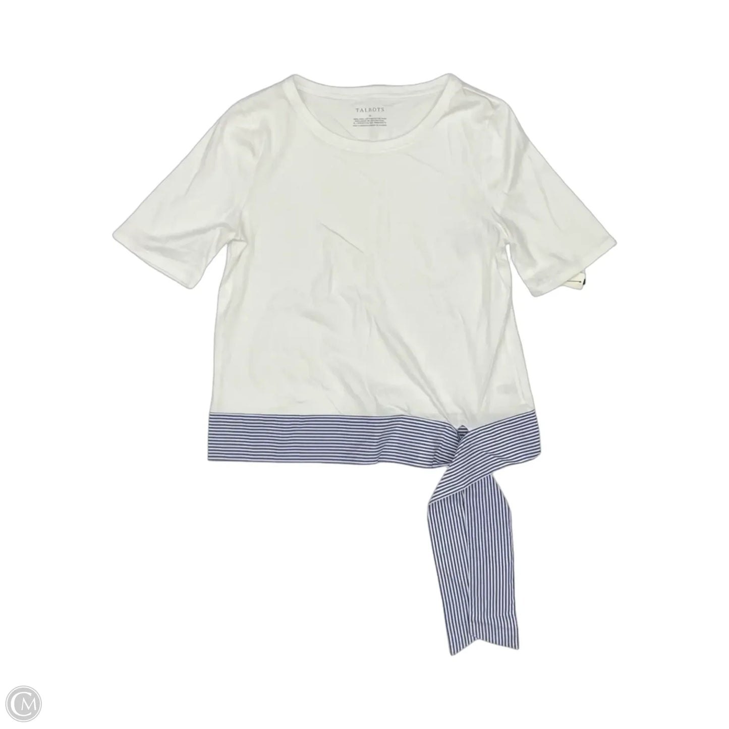 Top Short Sleeve By Talbots In Blue & White, Size: M