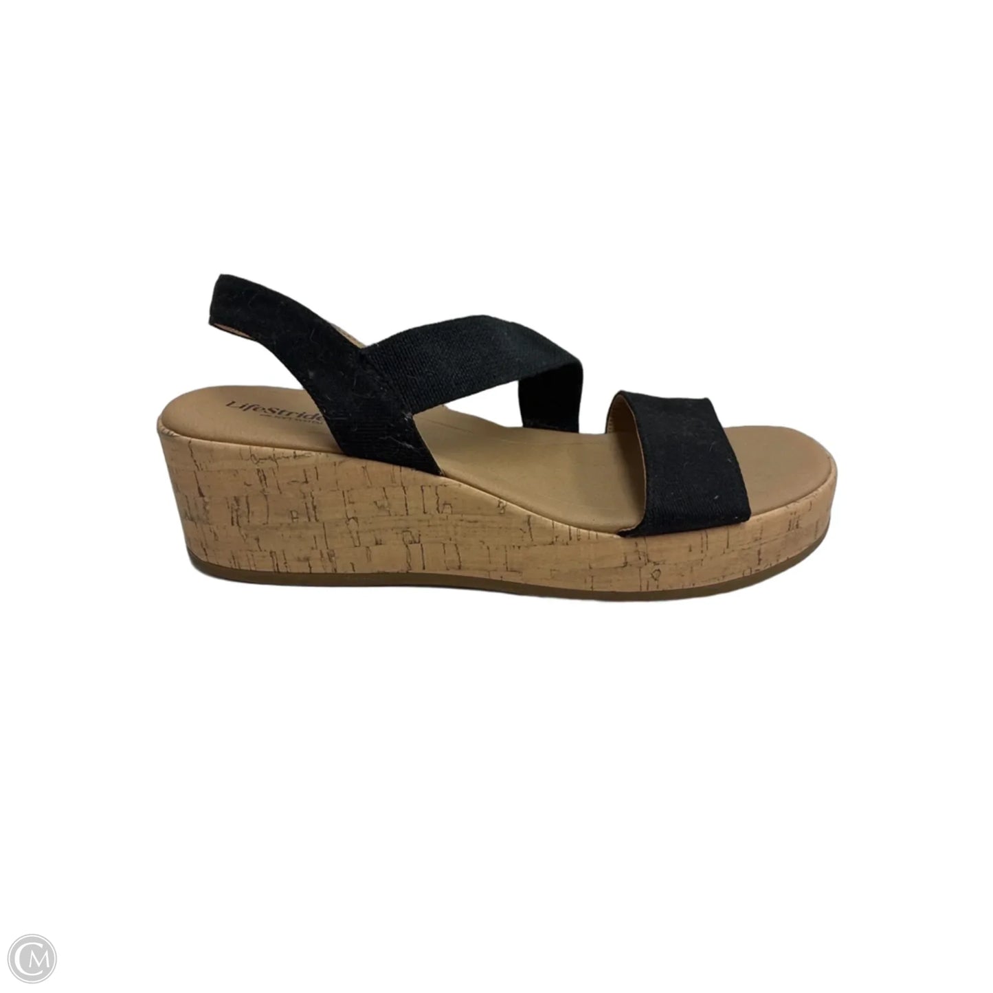 Sandals Heels Wedge By Life Stride In Black, Size: 9.5