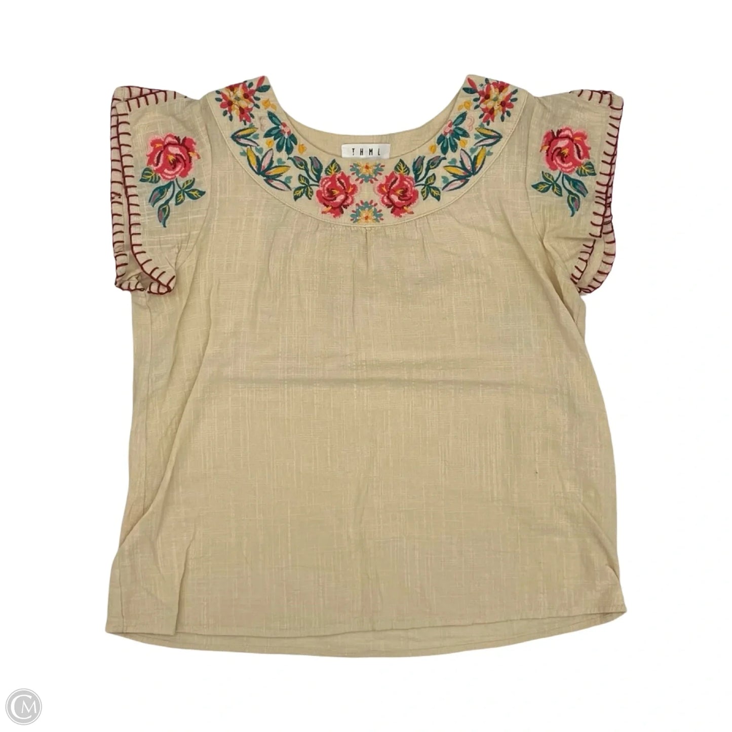 Blouse Short Sleeve By Thml In Floral Print, Size: Xs