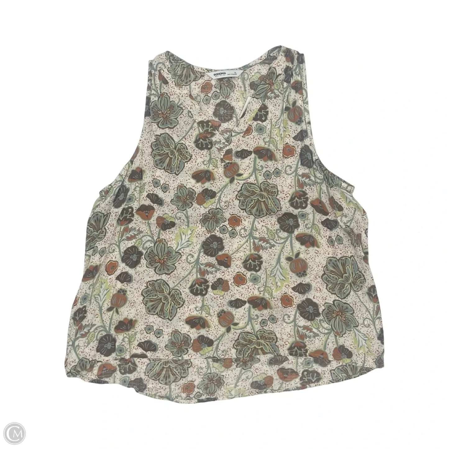 Blouse Sleeveless By Sonoma In Floral Print, Size: Xl