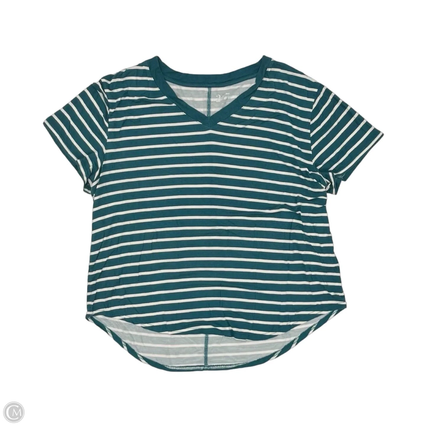 Top Short Sleeve By Maurices In Green & White, Size: Xl