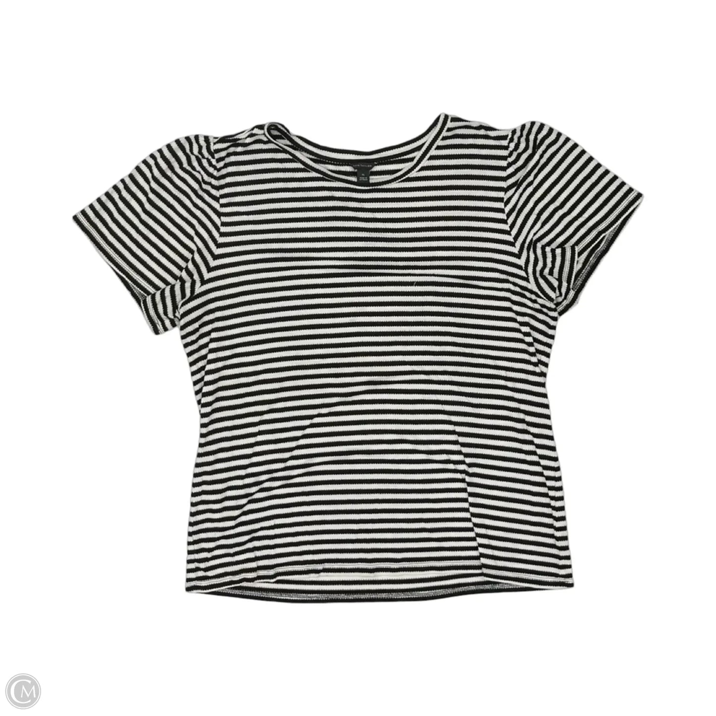 Top Short Sleeve By Ann Taylor In Blue & Cream, Size: Xl