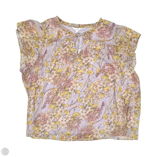 Blouse Short Sleeve By Lc Lauren Conrad In Purple & Yellow, Size: 4x