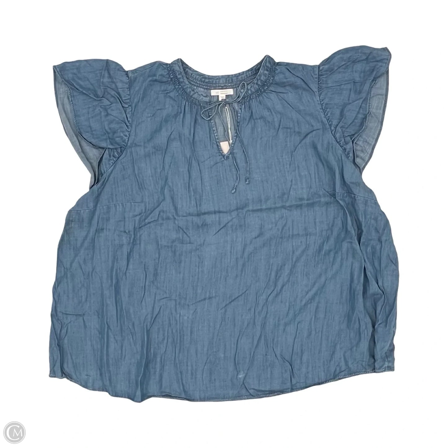 Blouse Short Sleeve By Lc Lauren Conrad In Blue Denim, Size: 4x