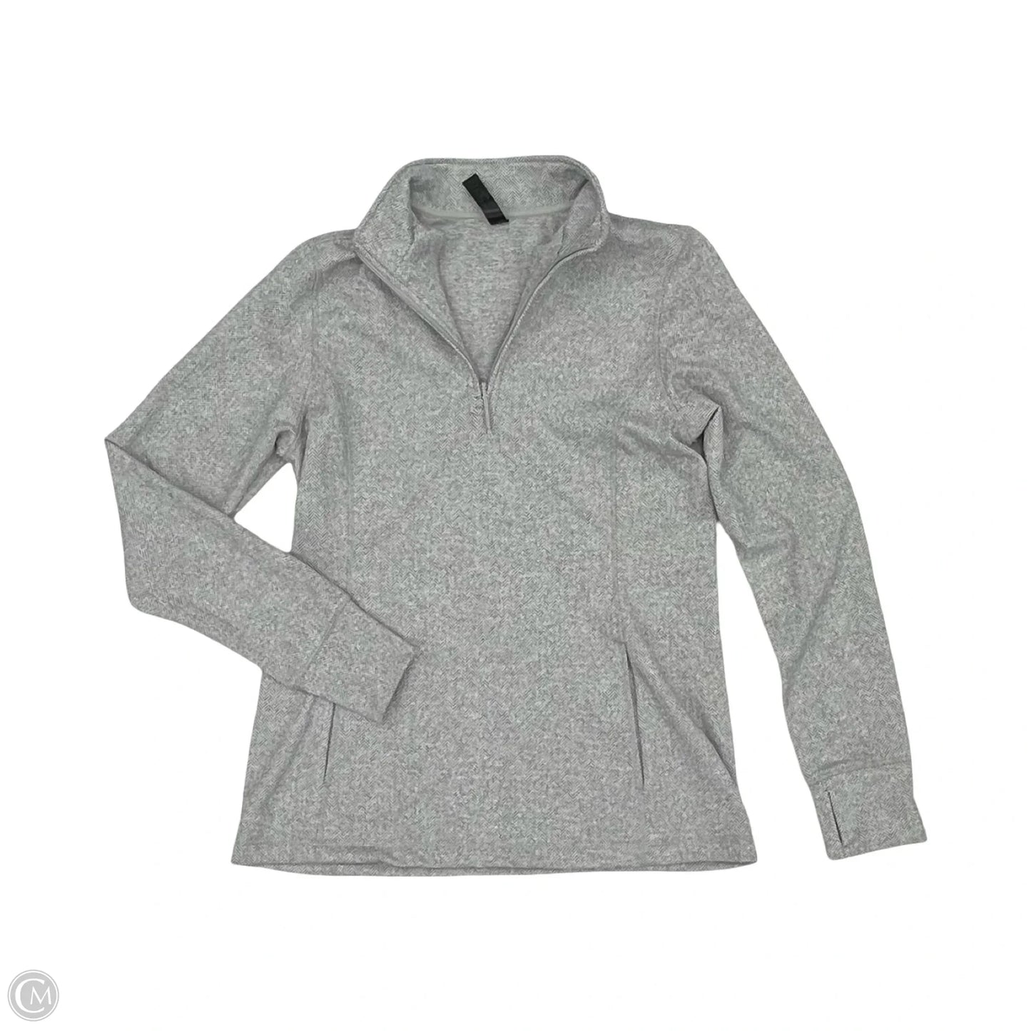 Athletic Top Long Sleeve Collar By Kyodan In Grey, Size: L