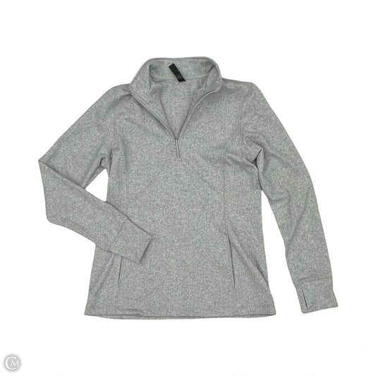Athletic Top Long Sleeve Collar By Kyodan In Grey, Size: L