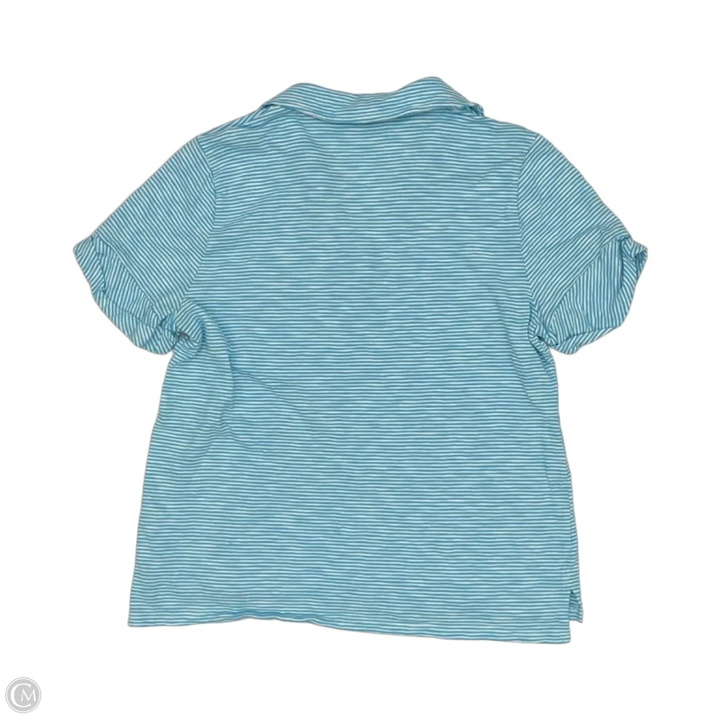 Top Short Sleeve By Talbots In Blue & White, Size: Xl