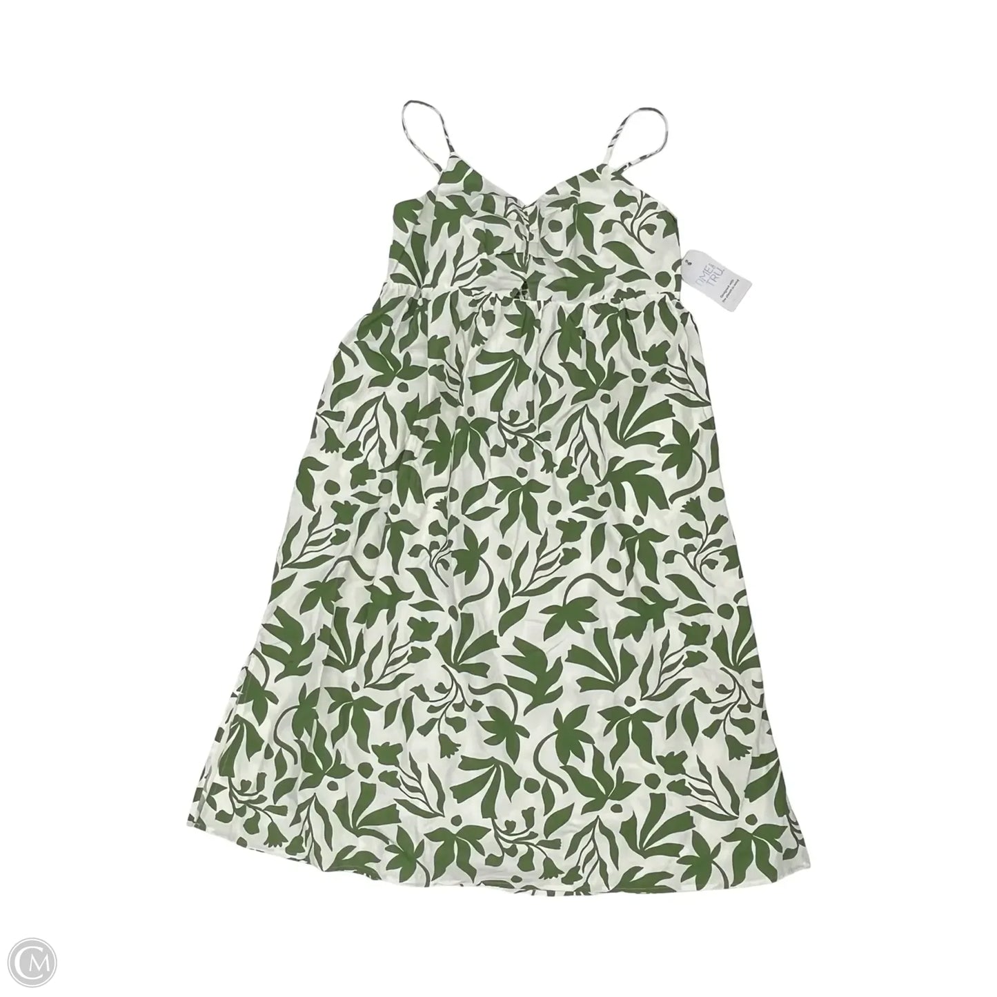 Dress Casual Midi By Time And Tru In Green & White, Size: L