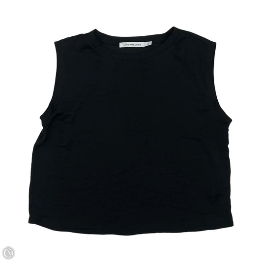 Blouse Short Sleeve By Calvin Klein In Black, Size: M