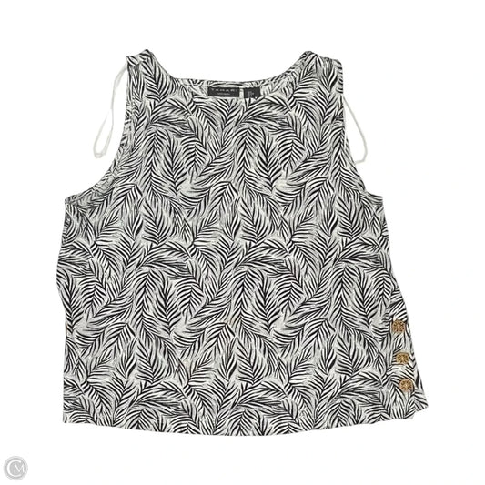 Blouse Sleeveless By Tahari In Black & Cream, Size: L