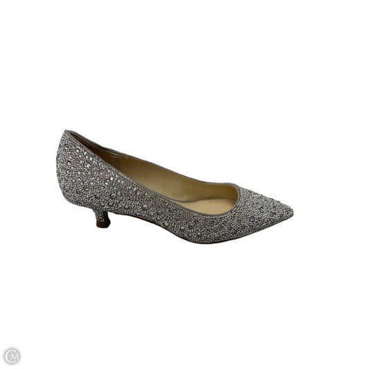 Shoes Heels Kitten By Betsey Johnson In Silver, Size: 8
