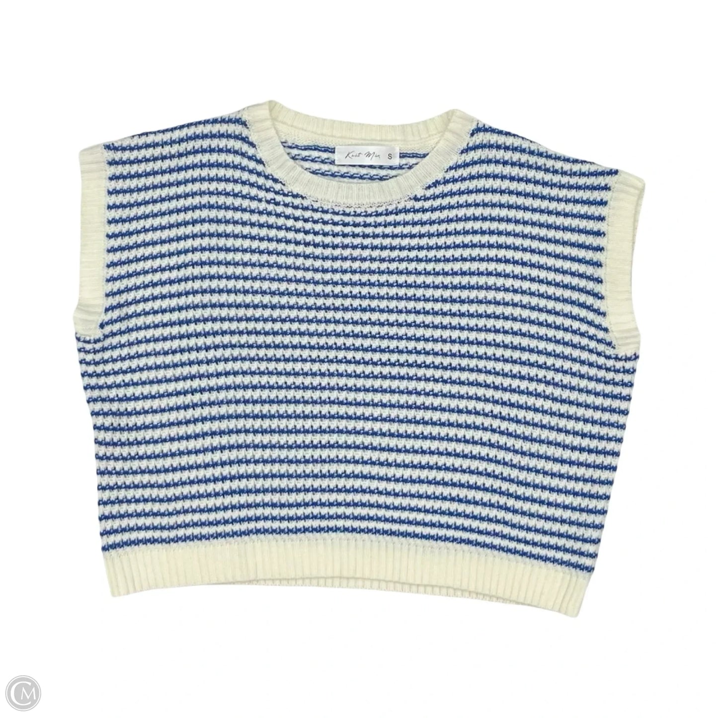 Sweater Short Sleeve By Clothes Mentor In Blue & Cream, Size: S