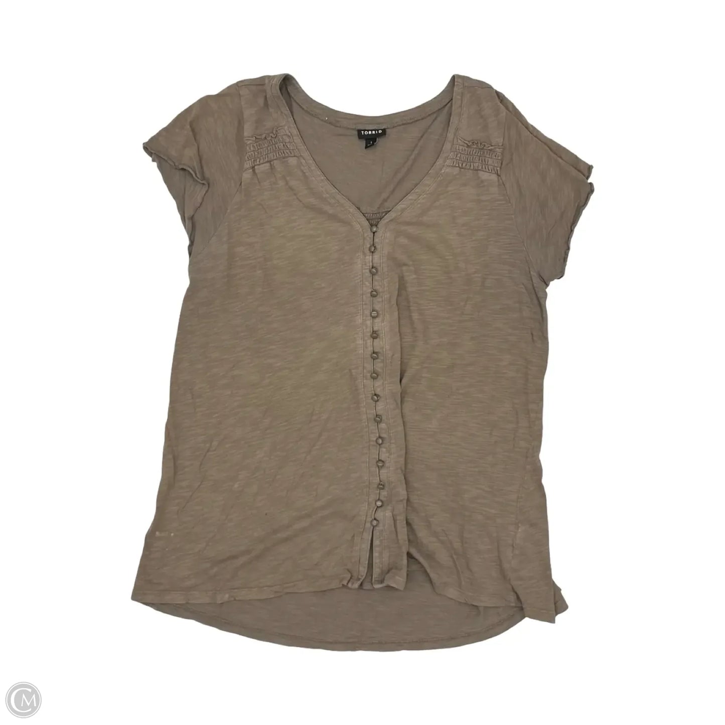Top Short Sleeve By Torrid In Brown, Size: 1x