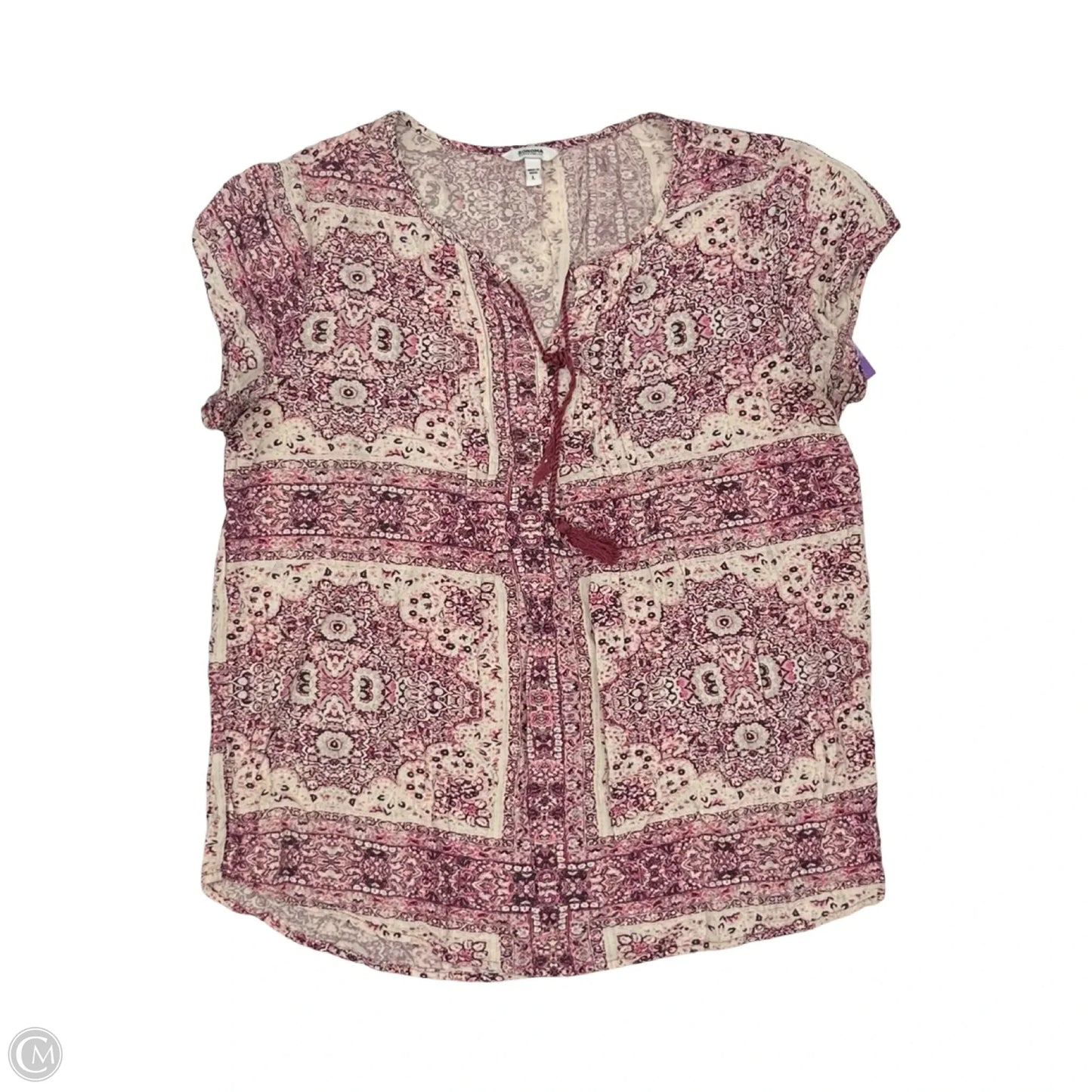 Blouse Short Sleeve By Sonoma In Pink & Tan, Size: L