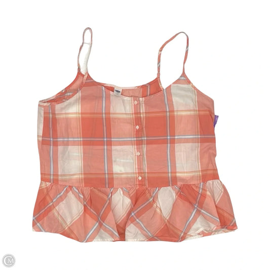 Blouse Sleeveless By Old Navy In Orange & White, Size: L