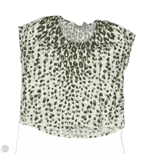 Top Short Sleeve By Chicos In Green & White, Size: L