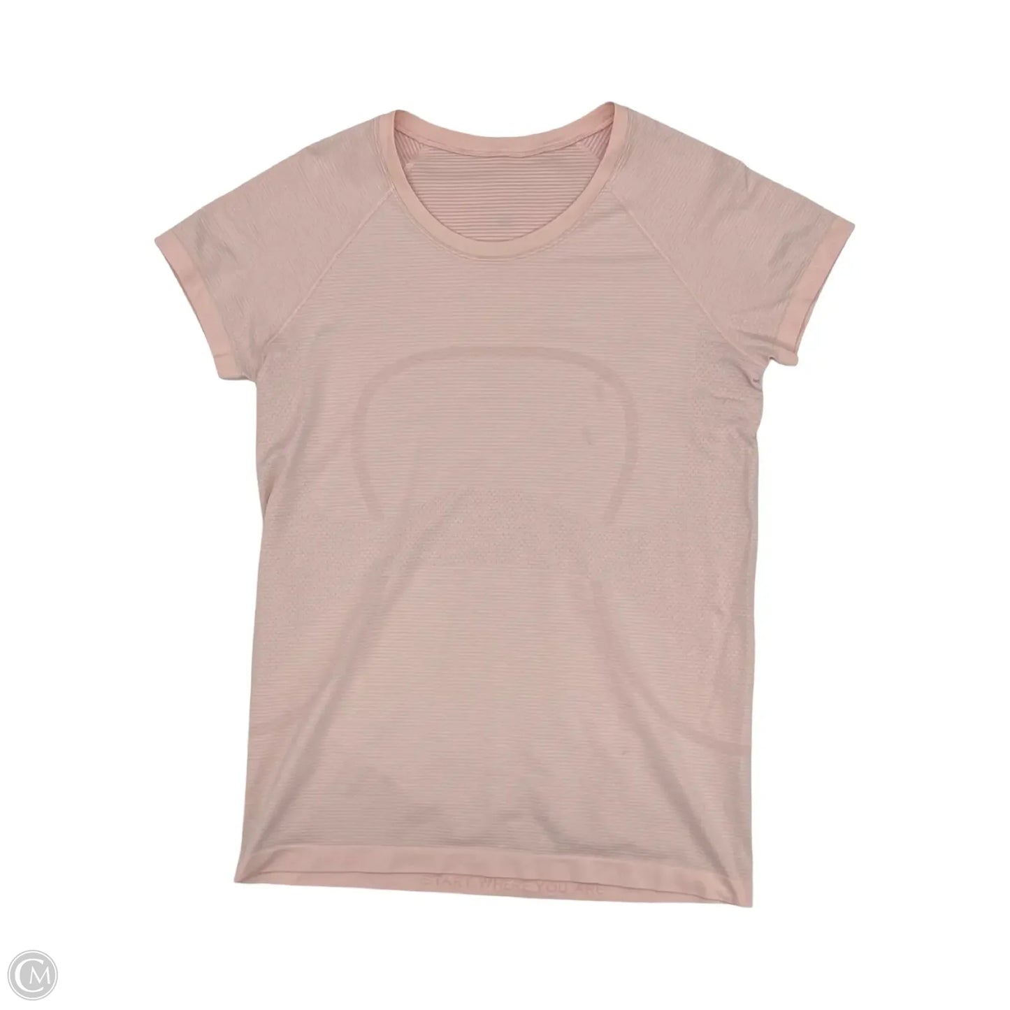 Athletic Top Short Sleeve By Lululemon In Pink, Size: L