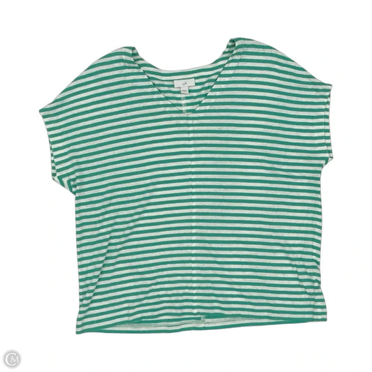 Top Short Sleeve By J. Jill In Green & White, Size: S