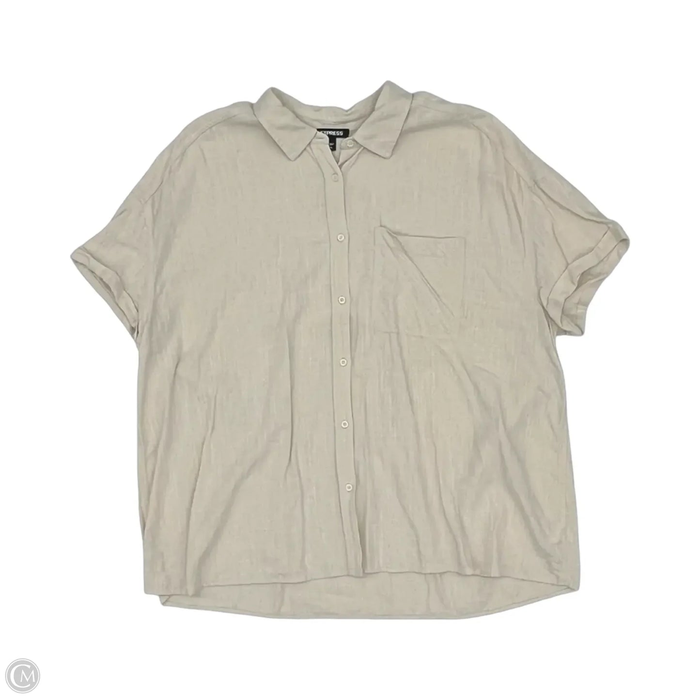 Top Short Sleeve By Express In Tan, Size: Xl