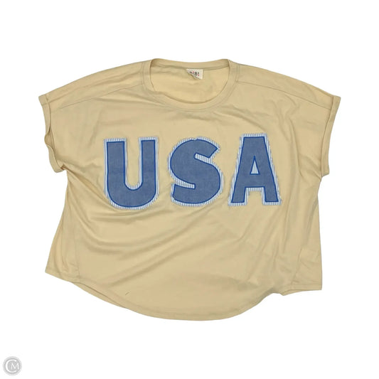 Top Short Sleeve By Bibi In Blue & Cream, Size: L