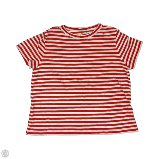Top Short Sleeve By Loft In Red & White, Size: Xl