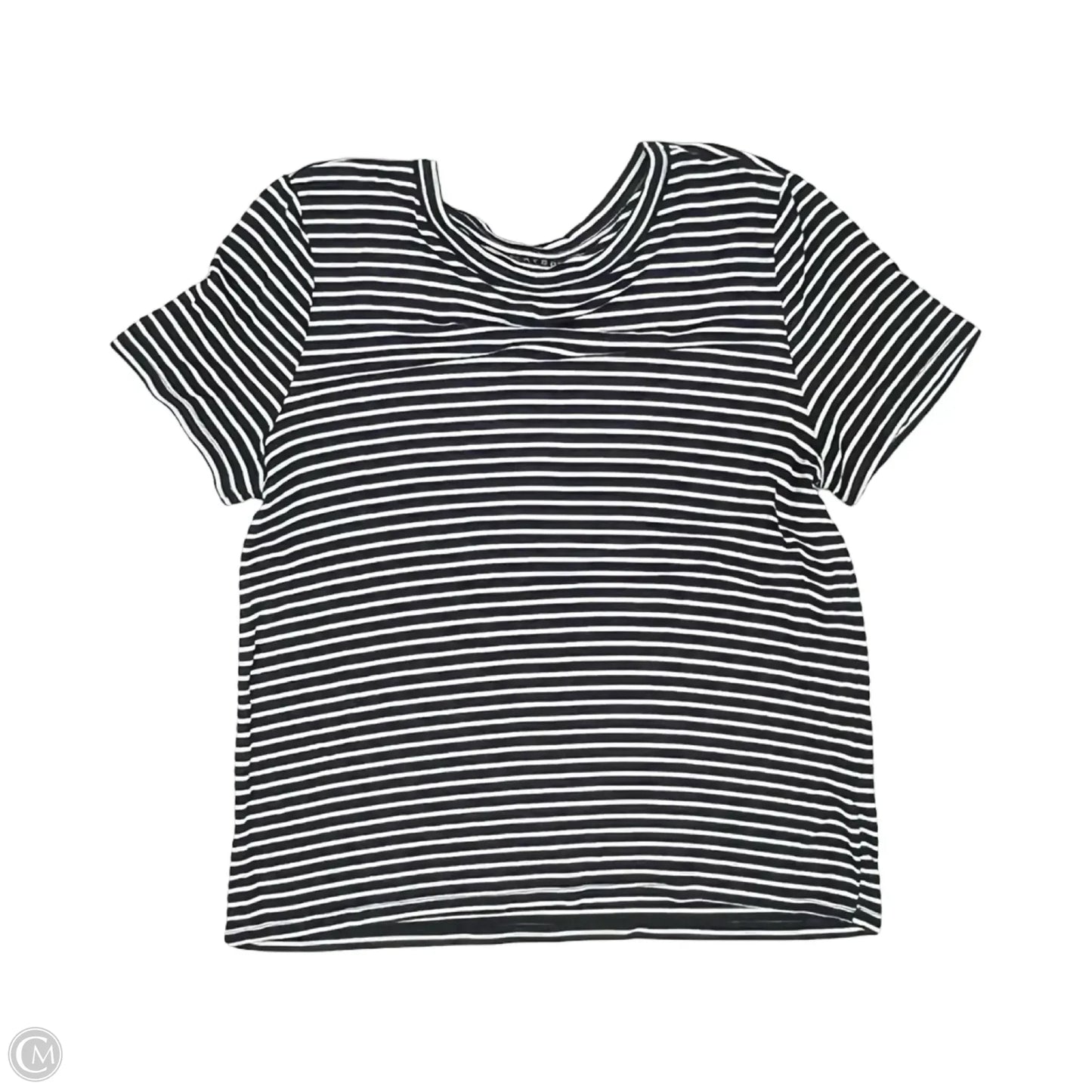 Top Short Sleeve By Lucky Brand In Blue & Cream, Size: S