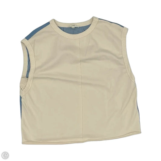 Top Sleeveless By Oddi In Blue & Cream, Size: M