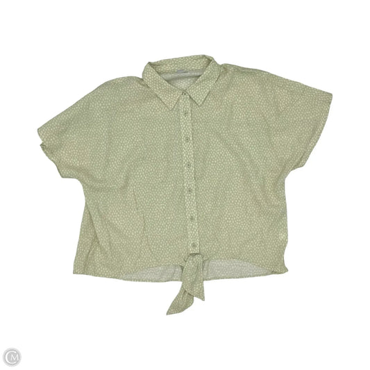 Blouse Short Sleeve By Nine West In Green & Tan, Size: L