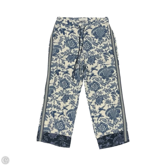 Pants Wide Leg By Liverpool In Blue & Cream, Size: S