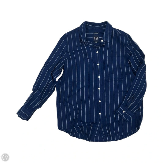 Blouse Long Sleeve By Gap In Blue & Cream, Size: Sp