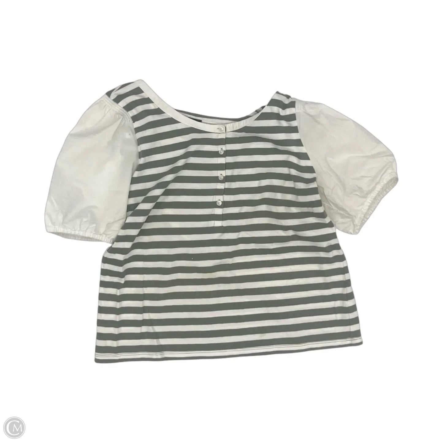 Top Short Sleeve By Talbots In Green & White, Size: Lp