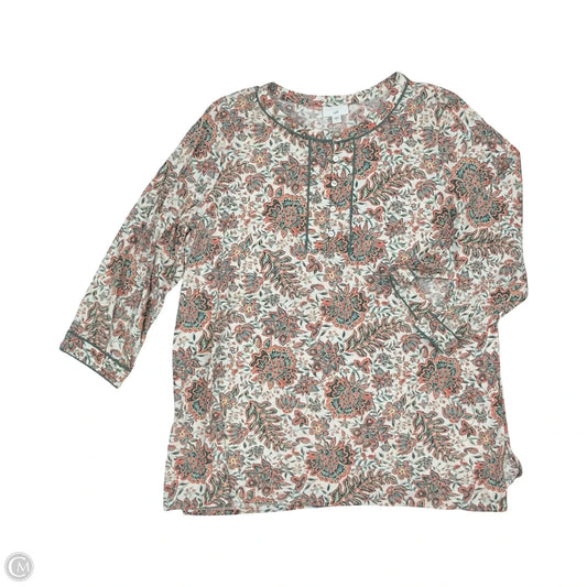 Top 3/4 Sleeve By J. Jill In Floral Print, Size: L