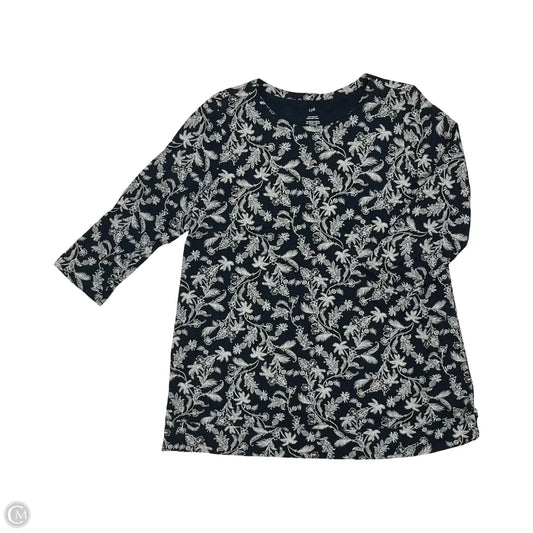 Top 3/4 Sleeve By J. Jill In Blue & Cream, Size: L