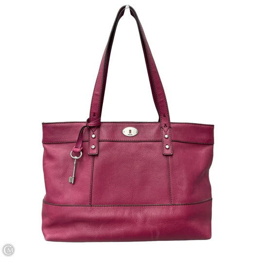Handbag Leather By Fossil, Size: Medium