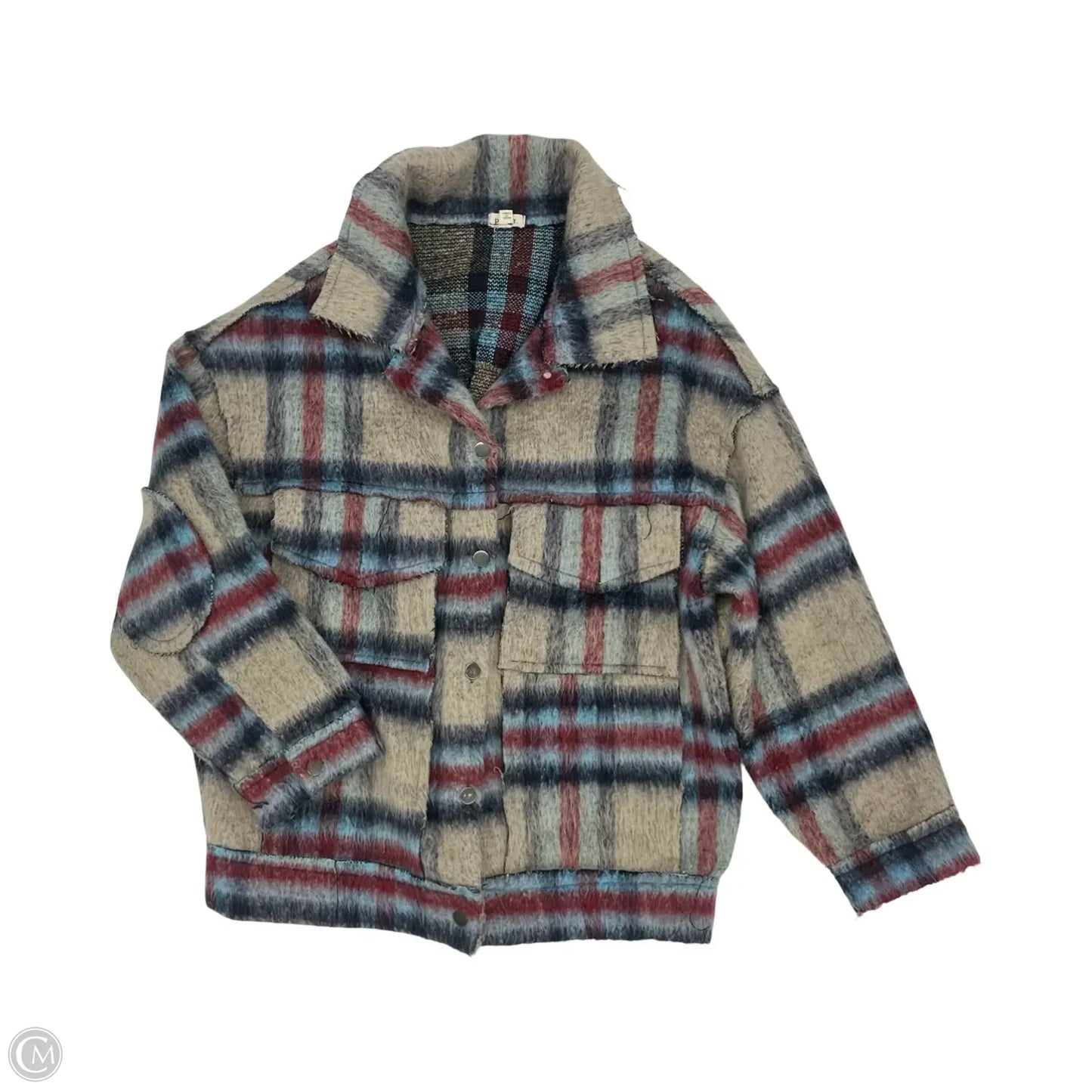 Jacket Shirt By Pol In Plaid Pattern, Size: M