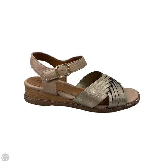 Sandals Heels Wedge By Sofft In Gold & Tan, Size: 8