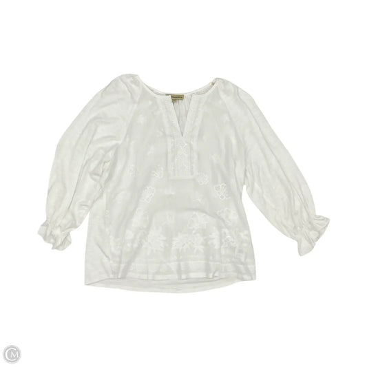 Blouse 3/4 Sleeve By Democracy In White, Size: Xs