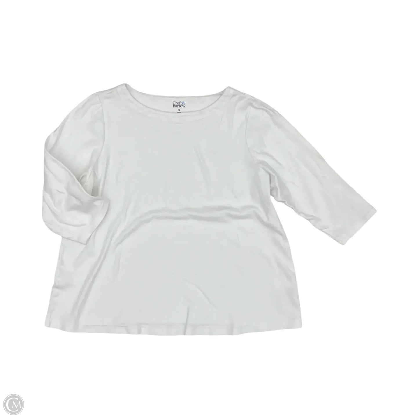 Top 3/4 Sleeve By Croft And Barrow In White, Size: 1x