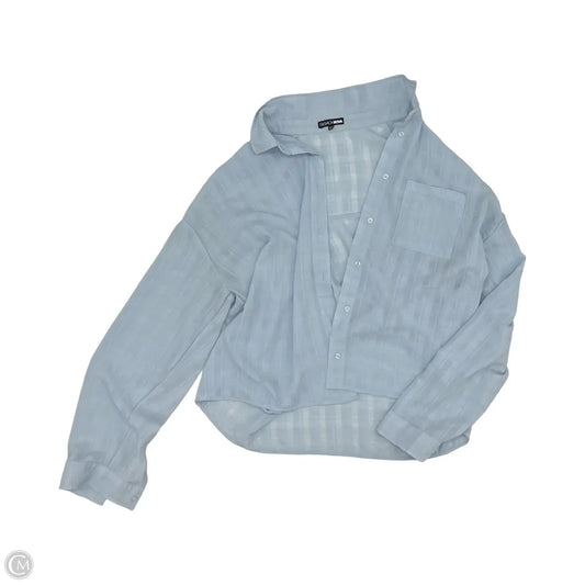 Blouse Long Sleeve By Fashion Nova In Blue, Size: L